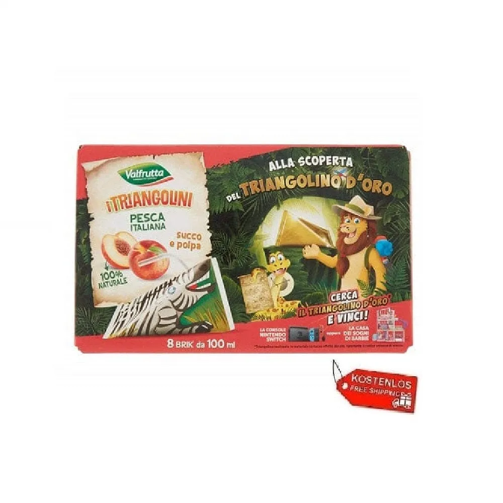 12x Valfrutta I Triangolini Pesca Pfirsich Fruchtsaft 8x100ml