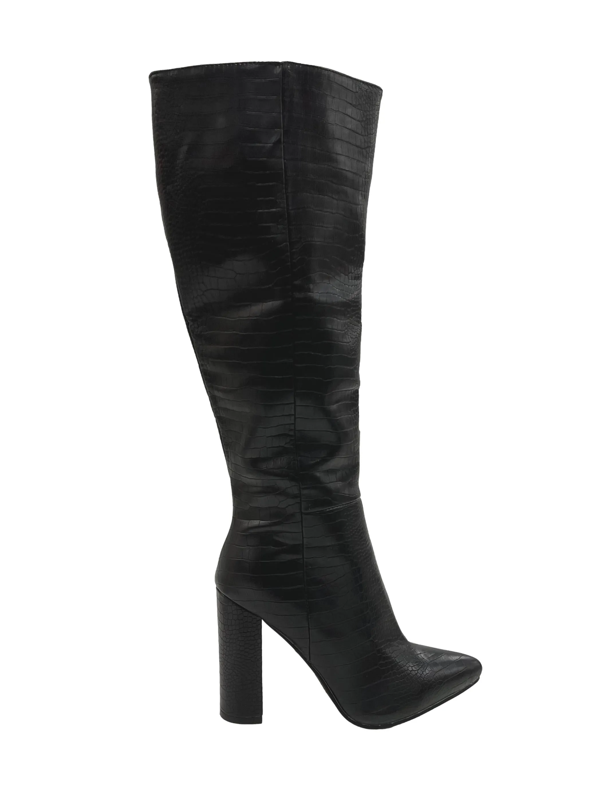 Black Croc High Boots