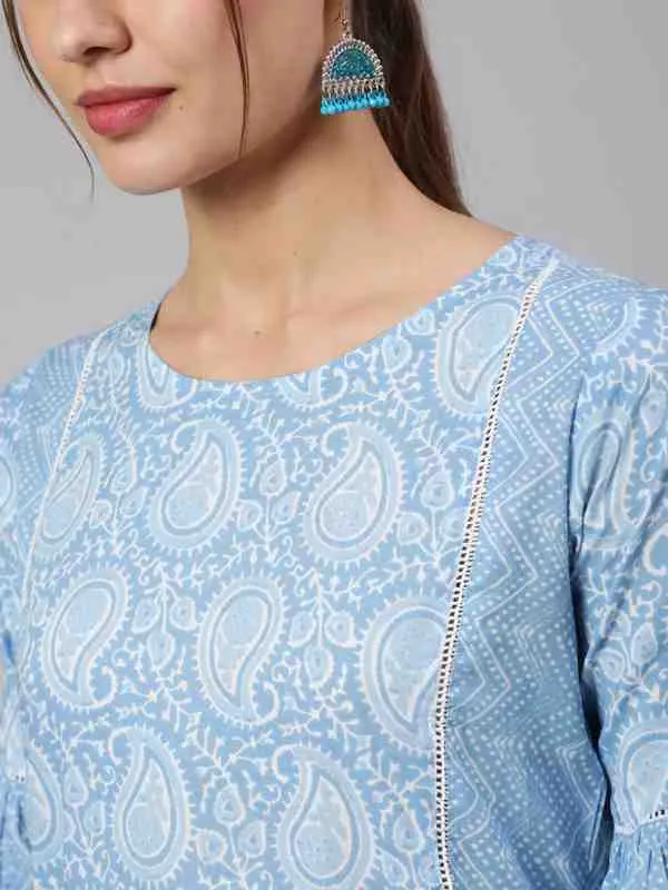 Blue Ethnic Printed Cotton Co-Ord Set