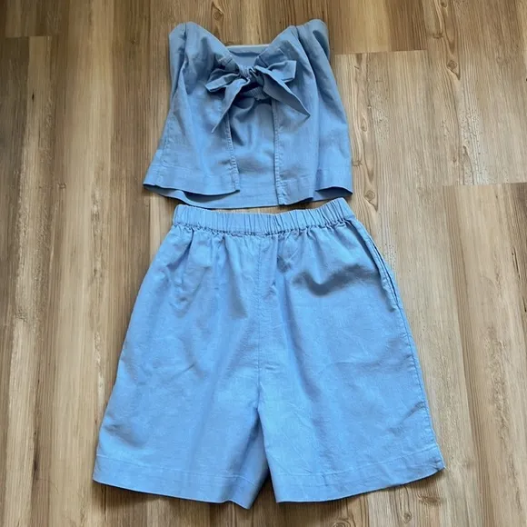 Free People Gotta Have It Cotton Linen Set Coord Shorts Tube Top NWOT