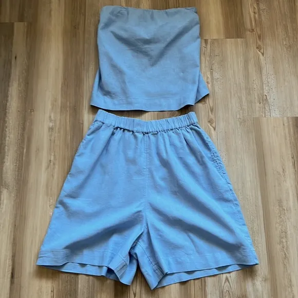 Free People Gotta Have It Cotton Linen Set Coord Shorts Tube Top NWOT