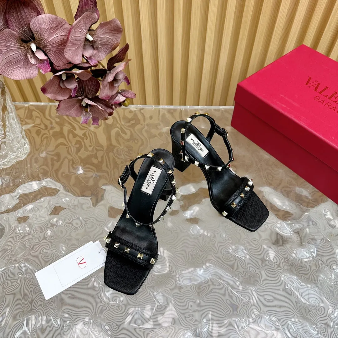 High Sandal 86mm In Black Cowhide 102070