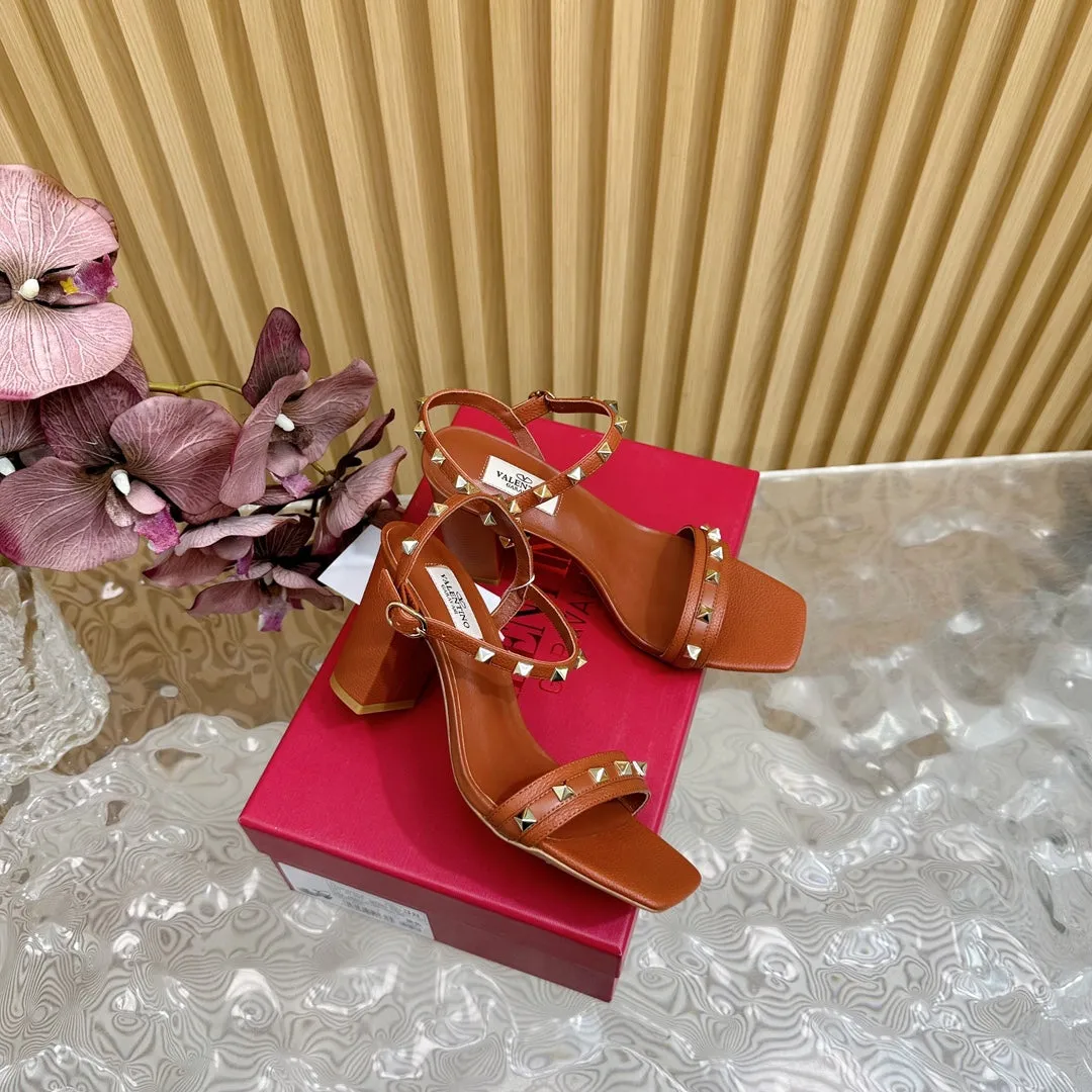 High Sandal 86mm In Brown Cowhide 102064