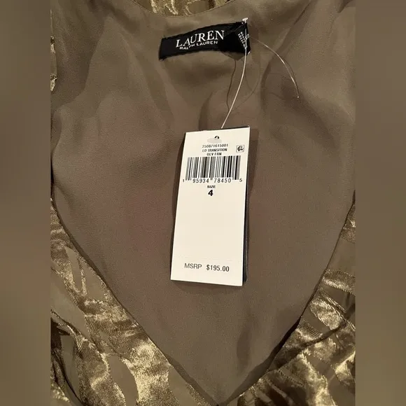 LAUREN RALPH LAUREN Palm Leaf Jacquard Sleeveless Dress