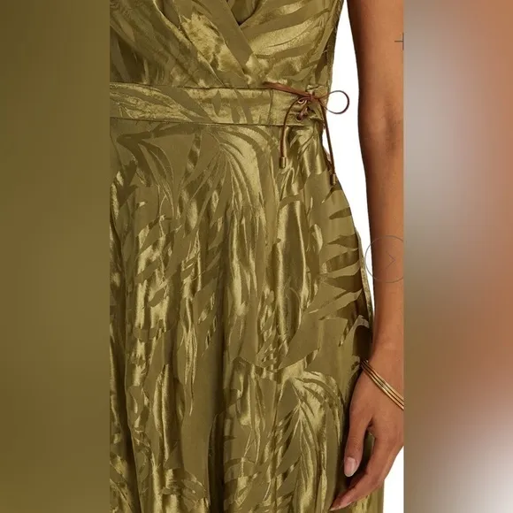 LAUREN RALPH LAUREN Palm Leaf Jacquard Sleeveless Dress