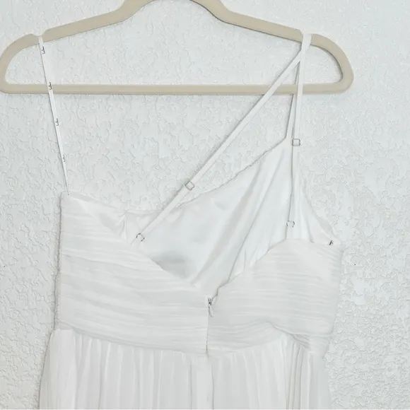 Lulus Wondrous Muse White Pleated One-Shoulder Midi Dress