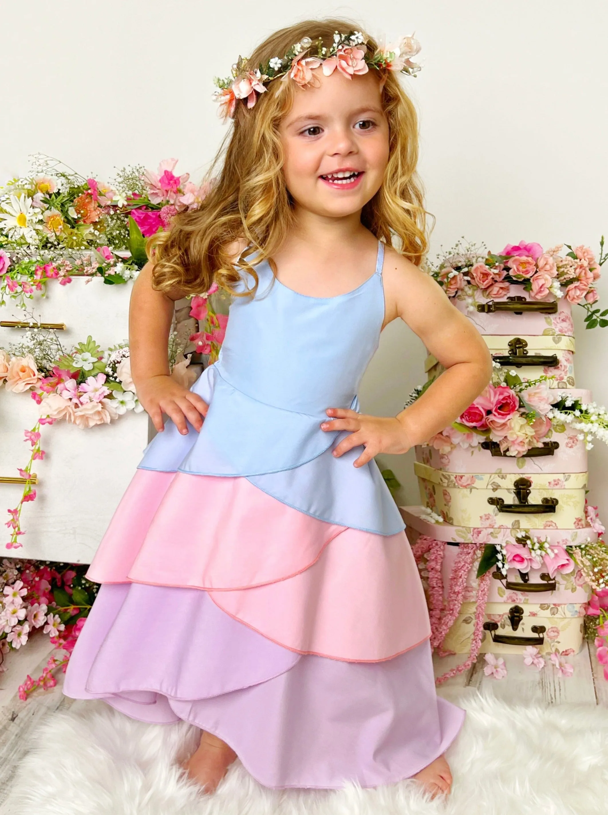 Pretty Petal Cotton Candy Tiered Dress