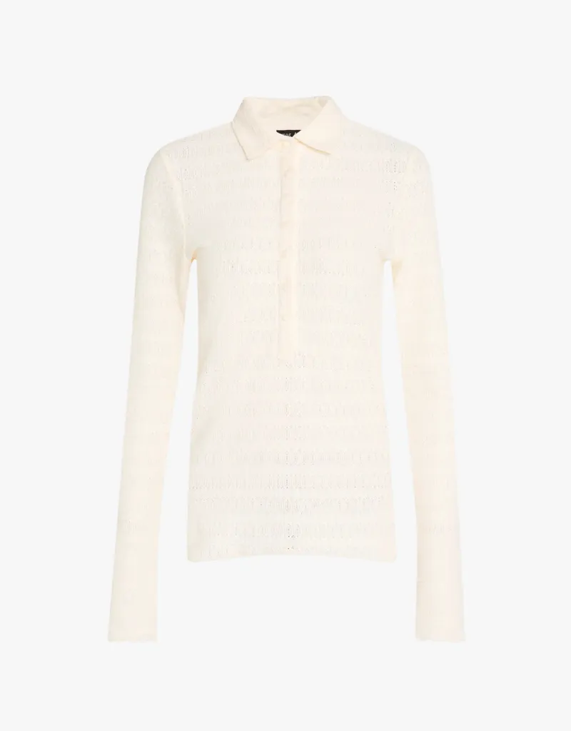 Rag & Bone Julia Long Sleeve Polo in Ivory