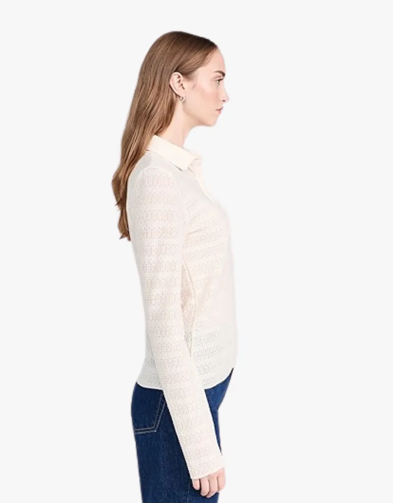 Rag & Bone Julia Long Sleeve Polo in Ivory
