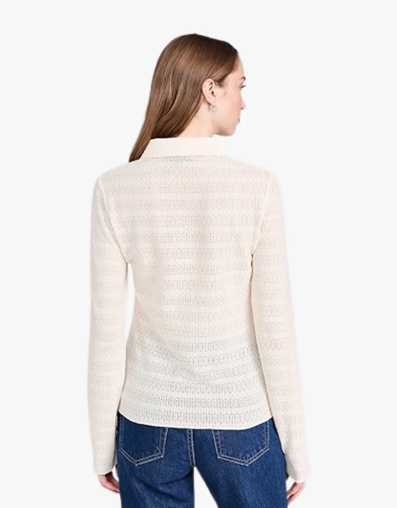 Rag & Bone Julia Long Sleeve Polo in Ivory