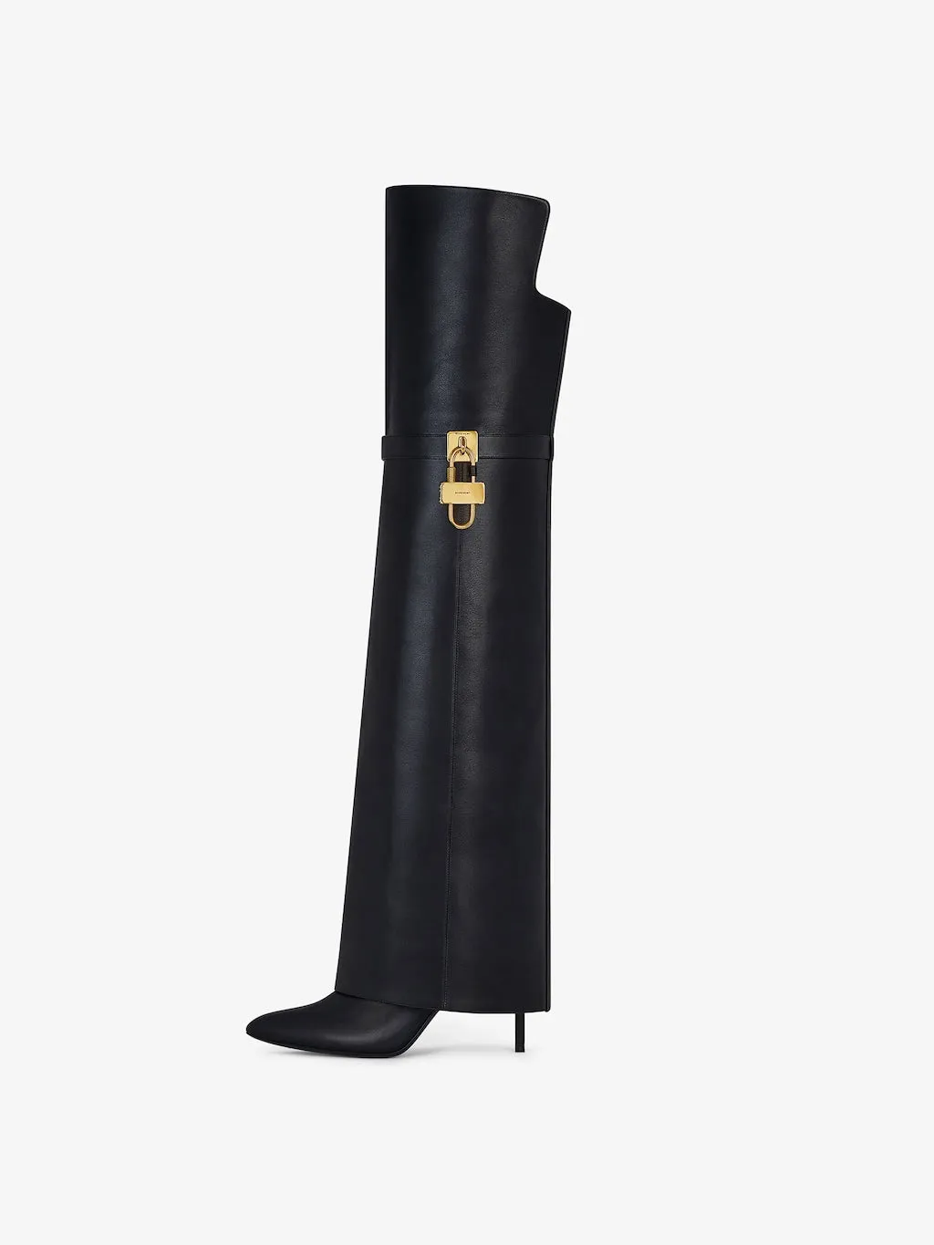 Shark Lock Stiletto over-the-knee boots in leather