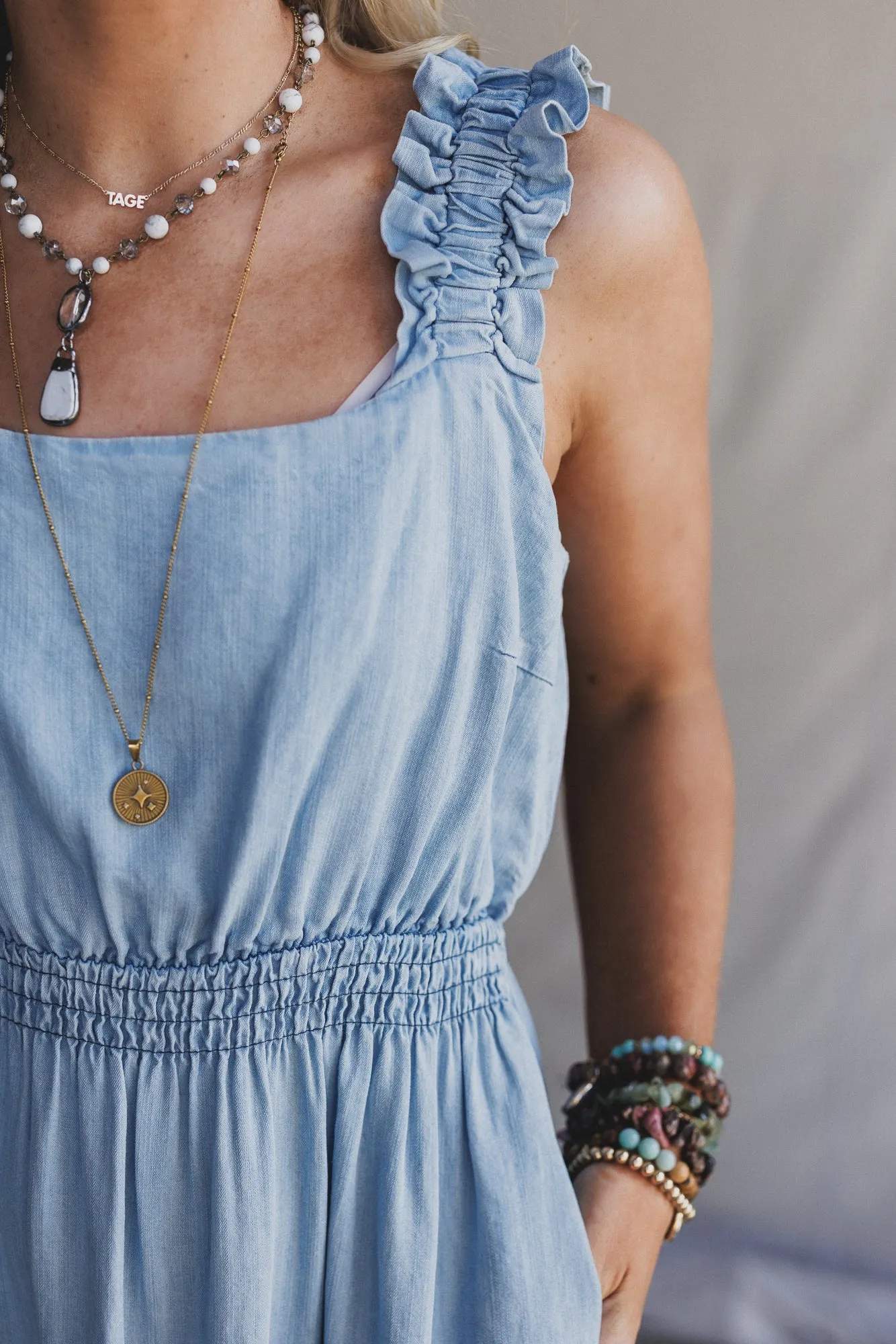 Swing By Tiered Maxi Dress - Light Denim