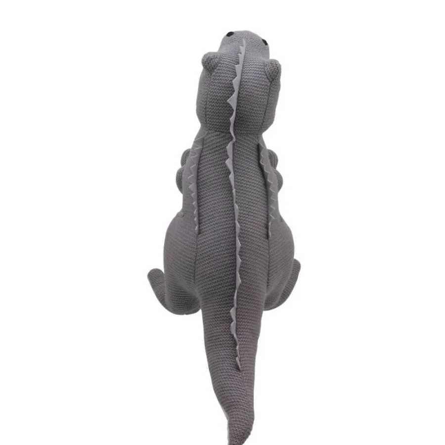 T Rex Knitted Grey Dinosaur Toy - Large