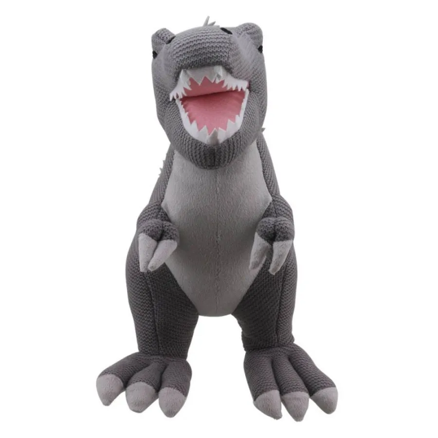 T Rex Knitted Grey Dinosaur Toy - Large