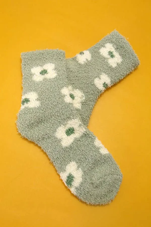 Warm Coral Fleece Plush Cherry Fuzzy Socks