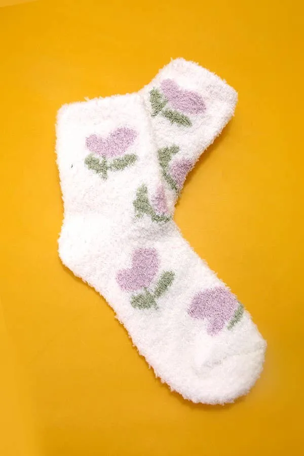 Warm Coral Fleece Plush Cherry Fuzzy Socks