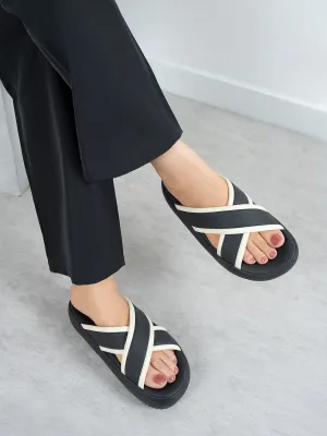 Womens "BOWIE" Cross Over Design Slippers